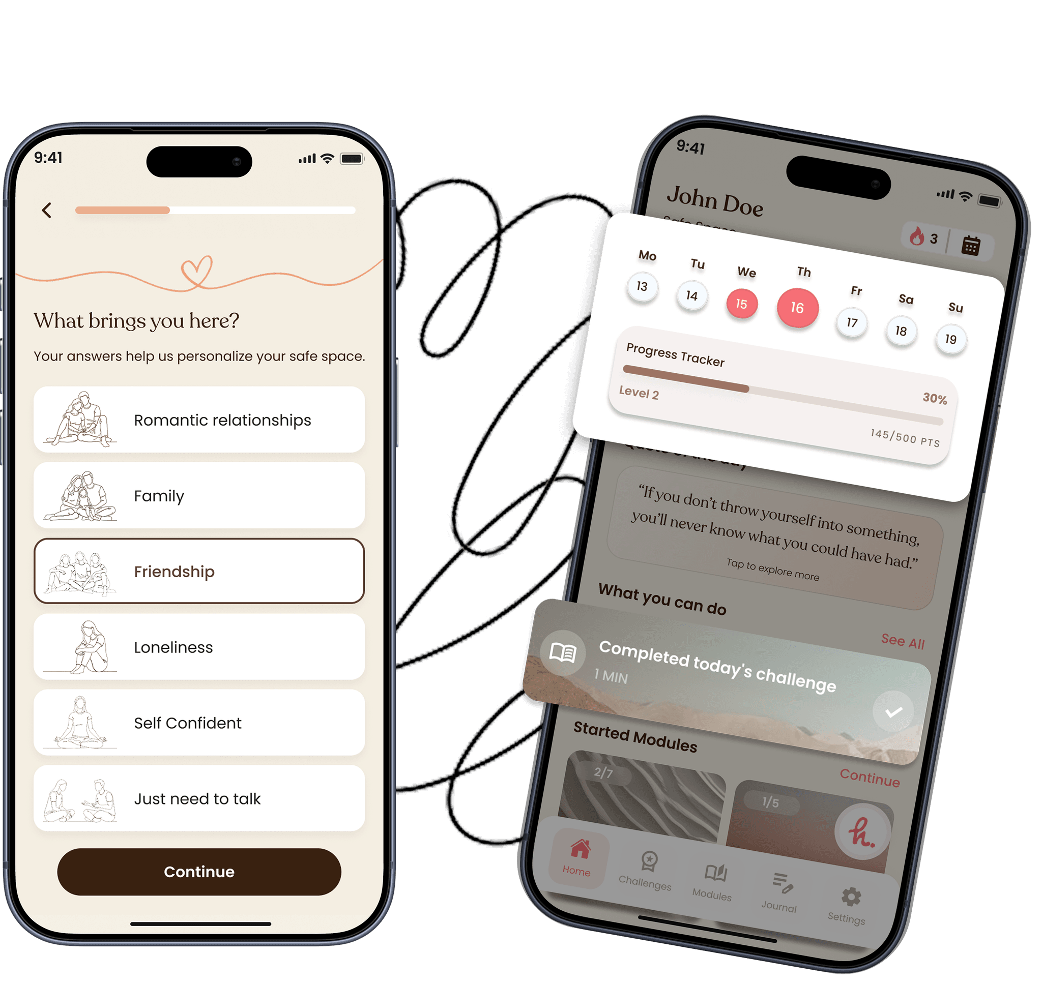 HEAL app preview across two phones